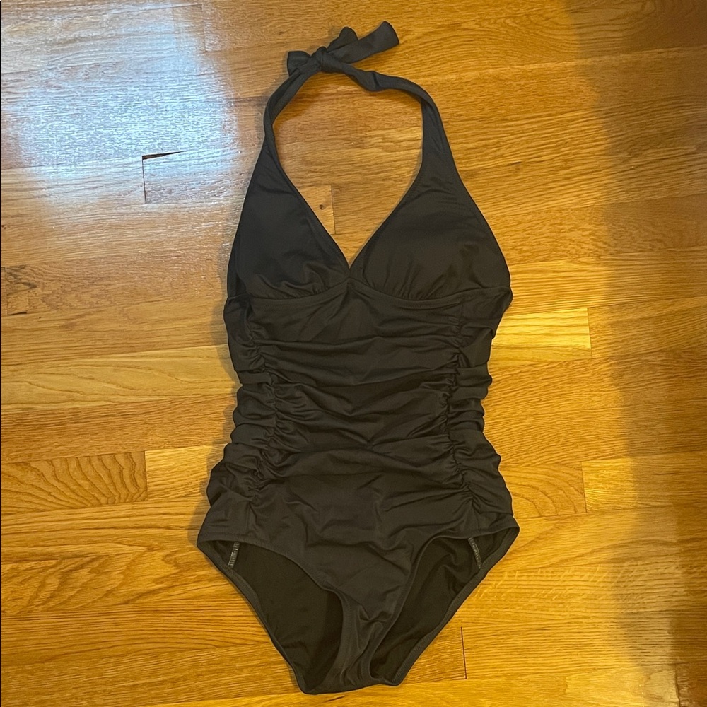 J.Crew Dark Gray Halter One-Piece Swimsuit